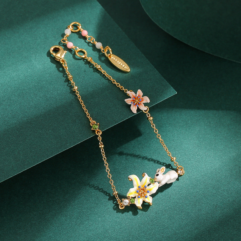 Pastoral style Daffodil and Bunny Bracelet