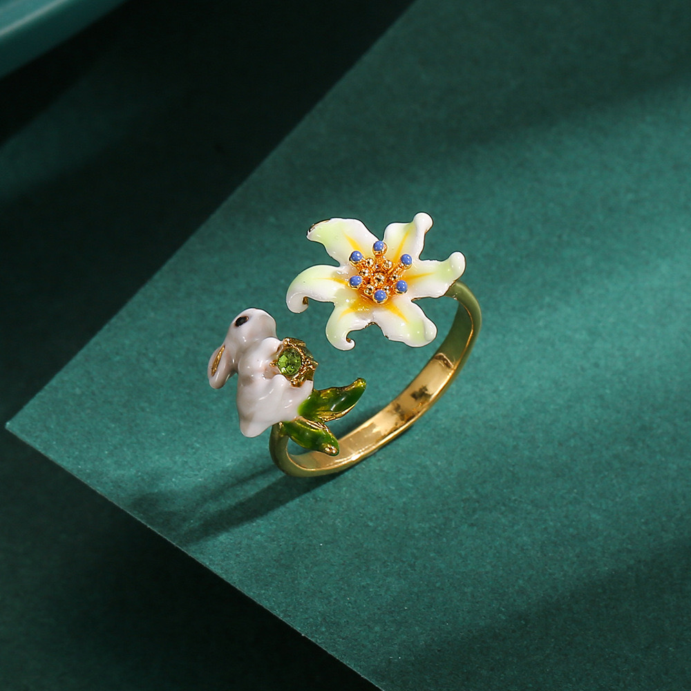 Pastoral style Daffodil & Rabbit Ring AL24112006