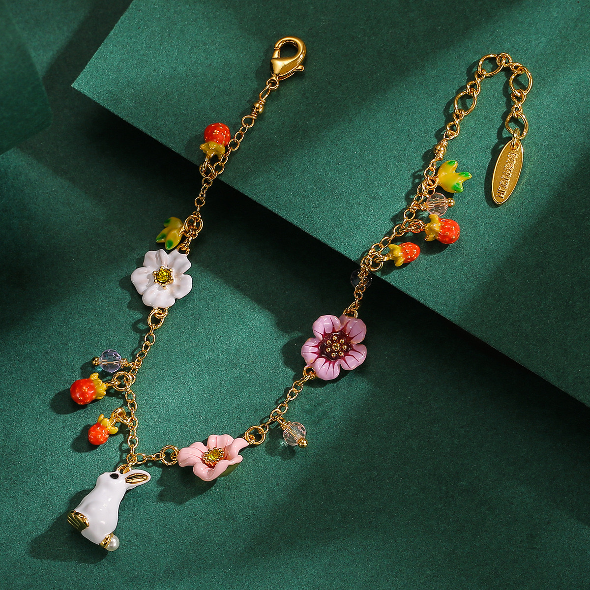 Pastoral style White Rabbit & Flower Bracelet AL24112001