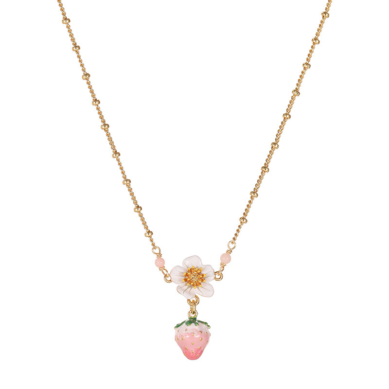 Pastoral style Strawberry & Flower Necklace AL24112003