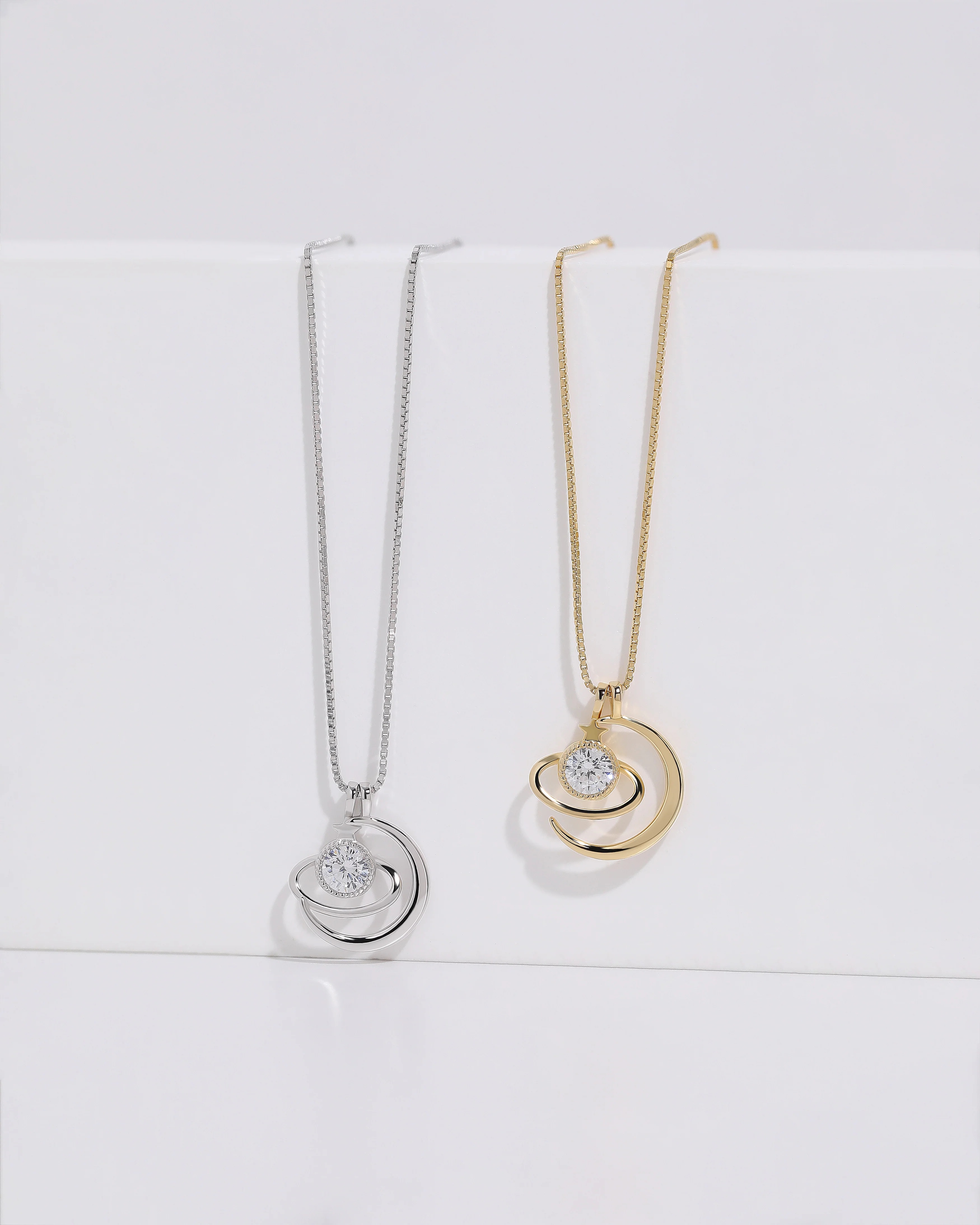 Saturn & Moon Necklace  AL24112014