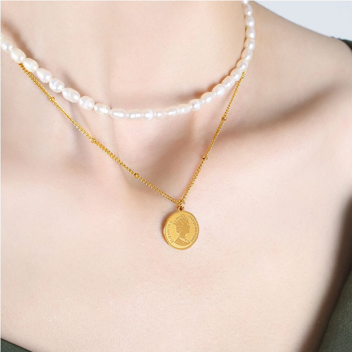 Coin Pendant 2 Stacked Necklace AL2411301