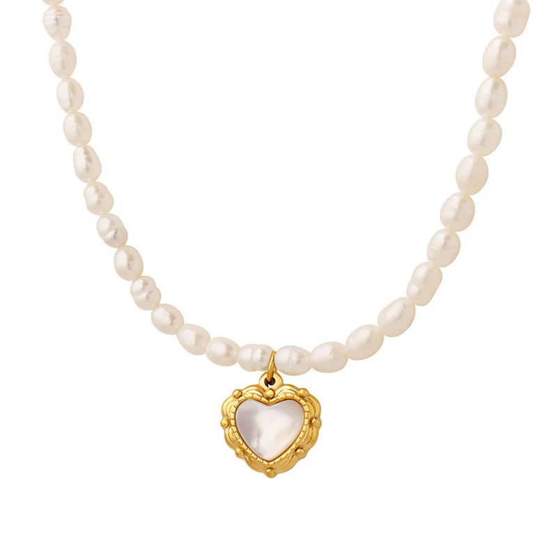 Natural Freshwater Pearl Love Eternity Heart Pendant Necklace