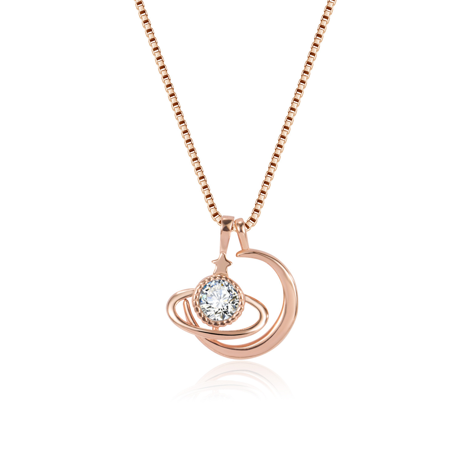 Saturn & Moon Necklace  AL24112014