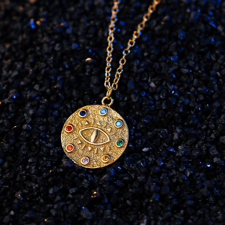 14K gold-plated devil's eye necklace