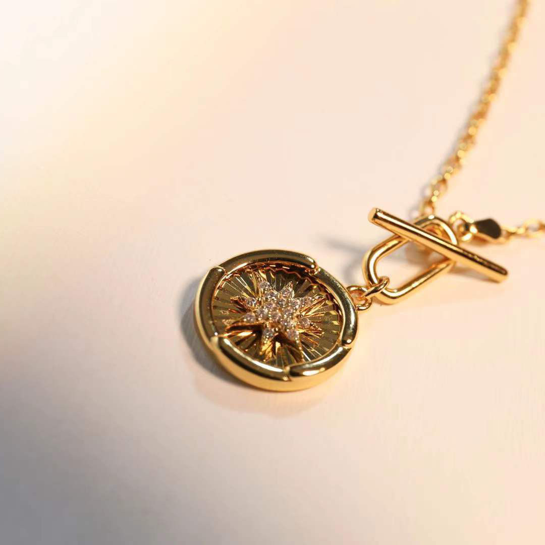 OT buckle round simple style star necklace AL2411318