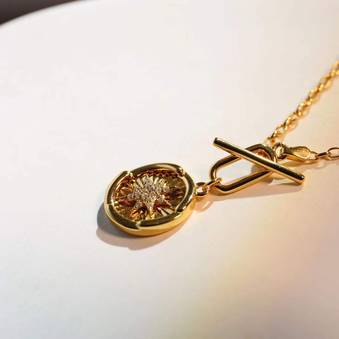 OT buckle round simple style star necklace AL2411318