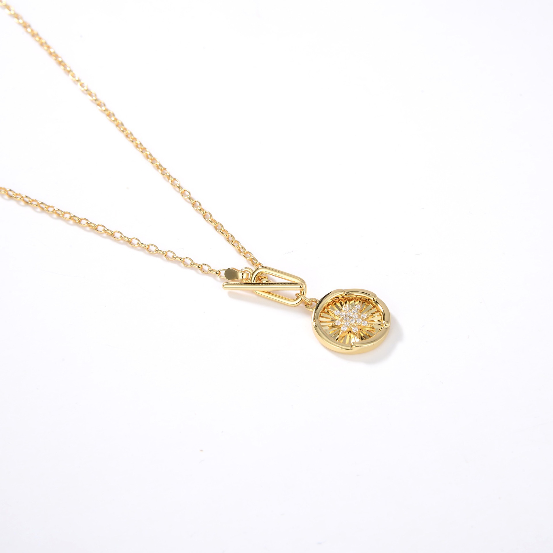 OT buckle round simple style star necklace AL2411318