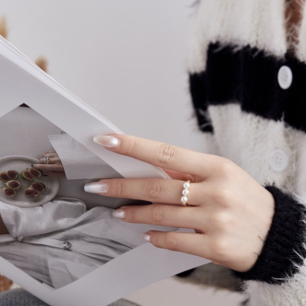 Three-pearl natural pearl ring AL2411327