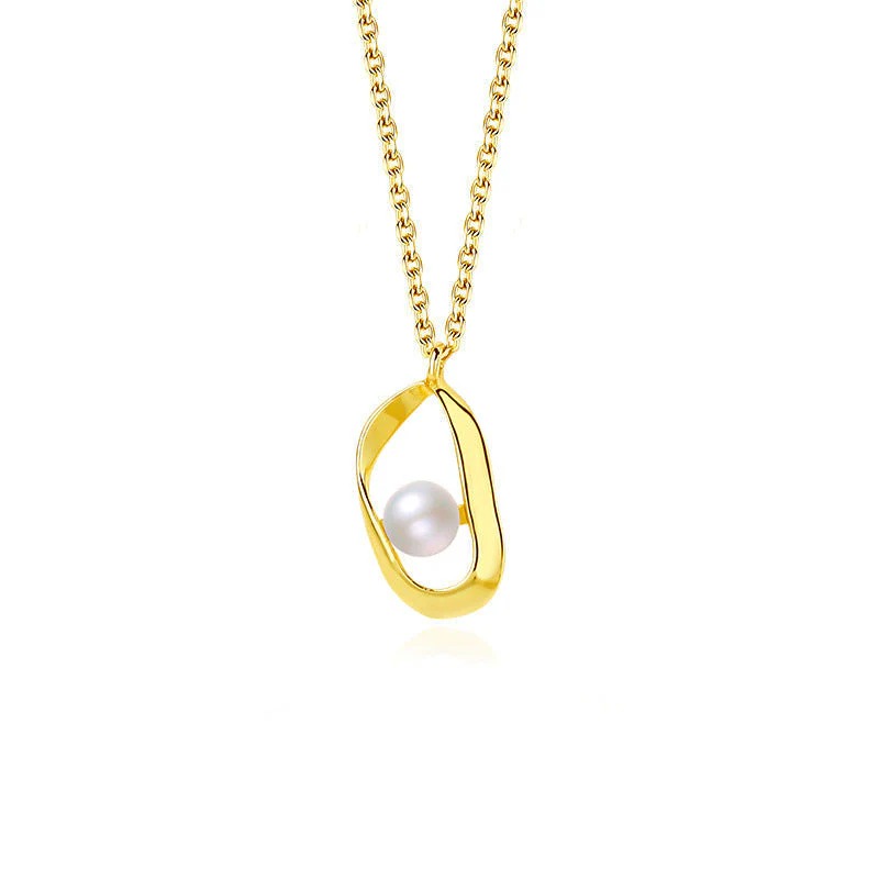 StylishGold-Plated Pearl Necklace