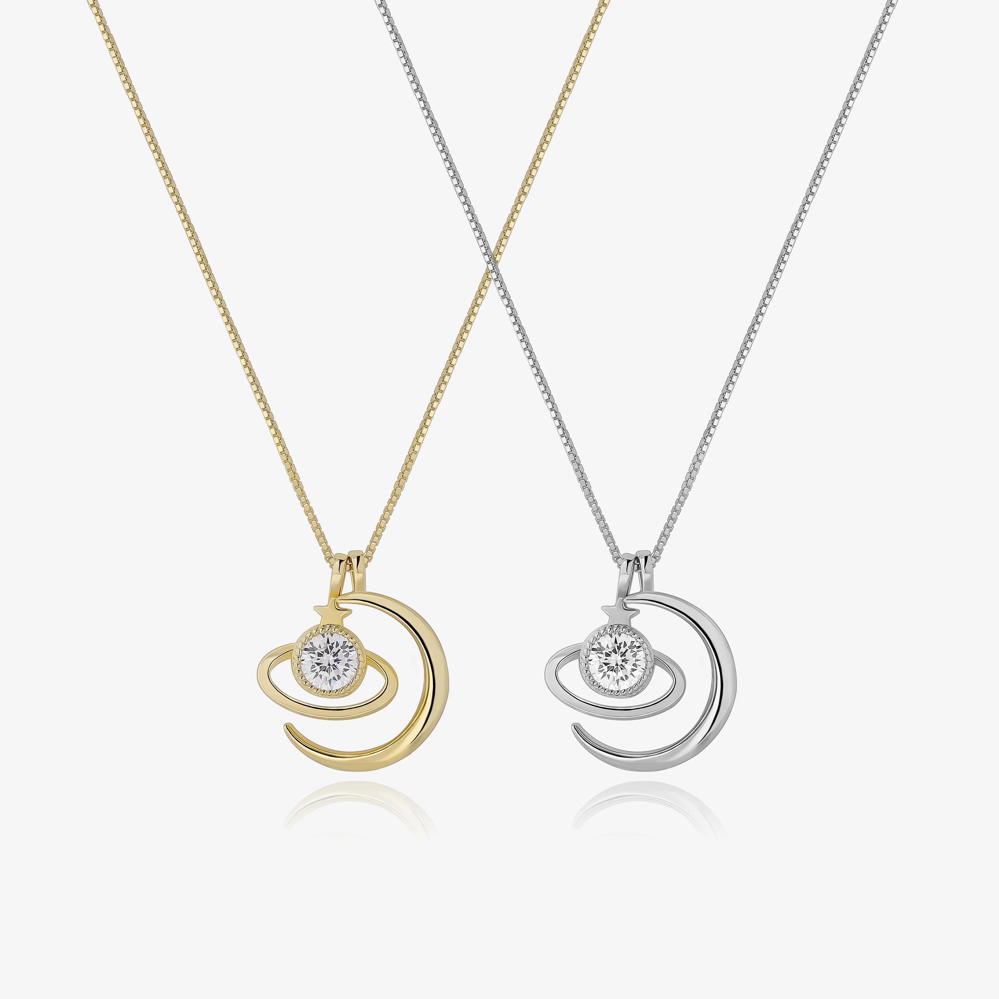 Saturn & Moon Necklace AL24112014