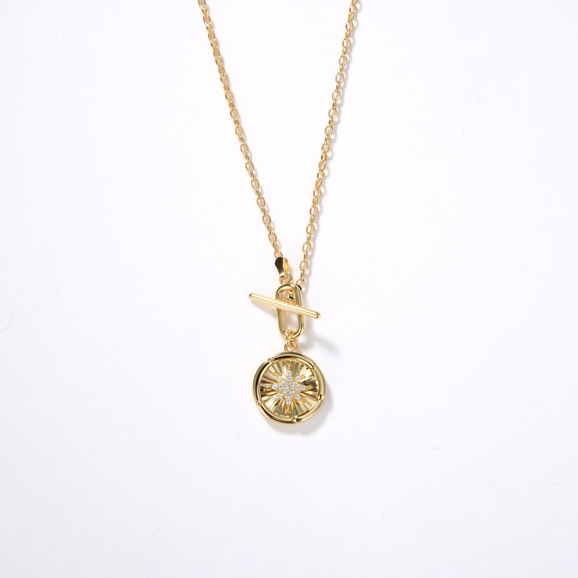 OT buckle round simple style star necklace AL2411318