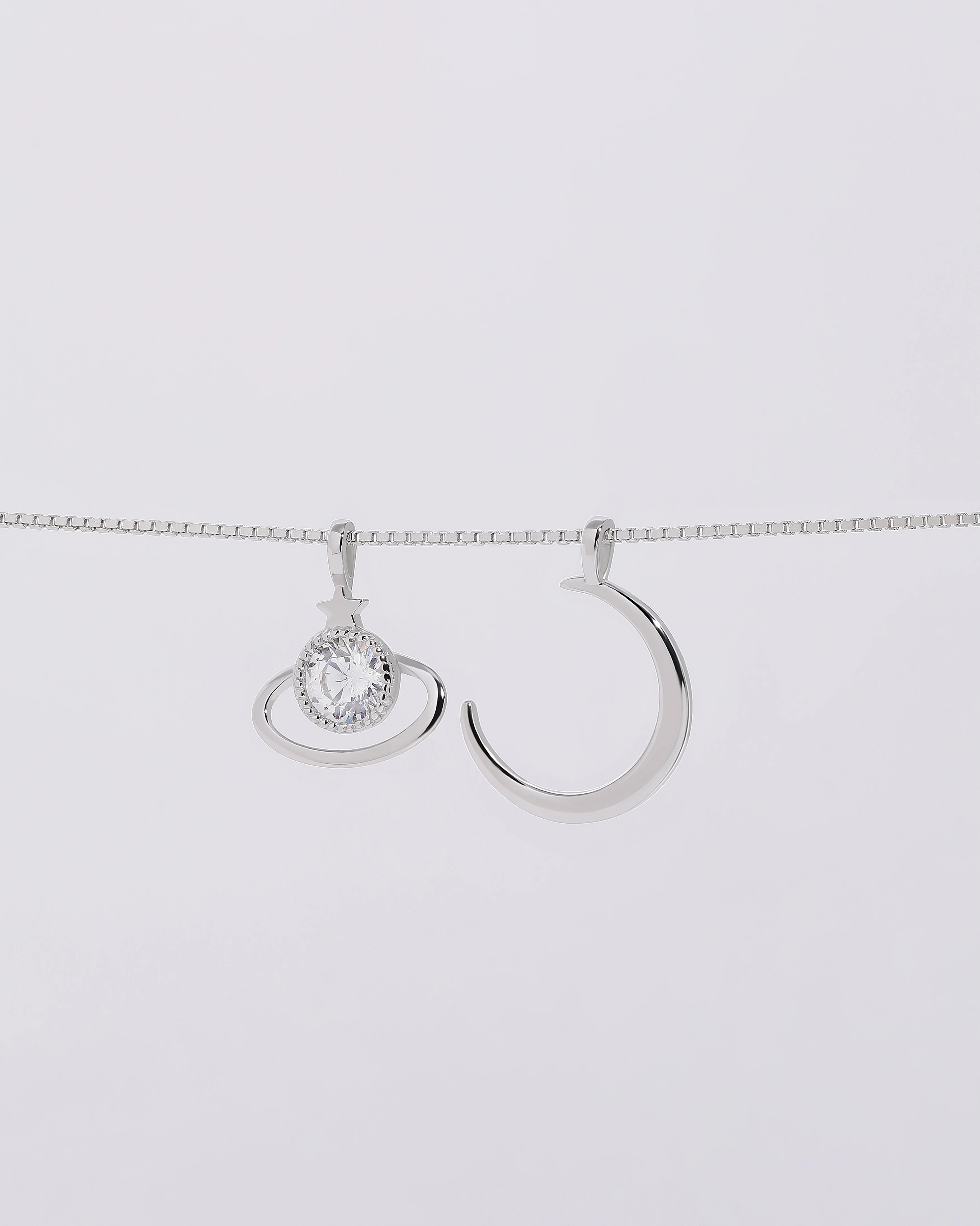 Saturn & Moon Necklace  AL24112014
