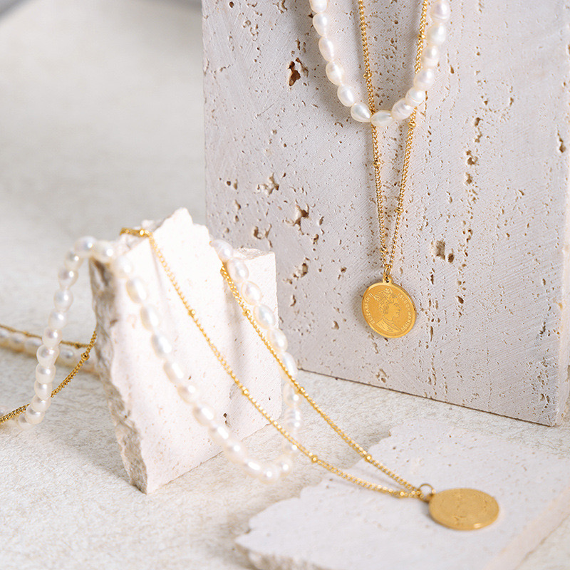 Coin Pendant 2 Stacked Necklace AL2411301