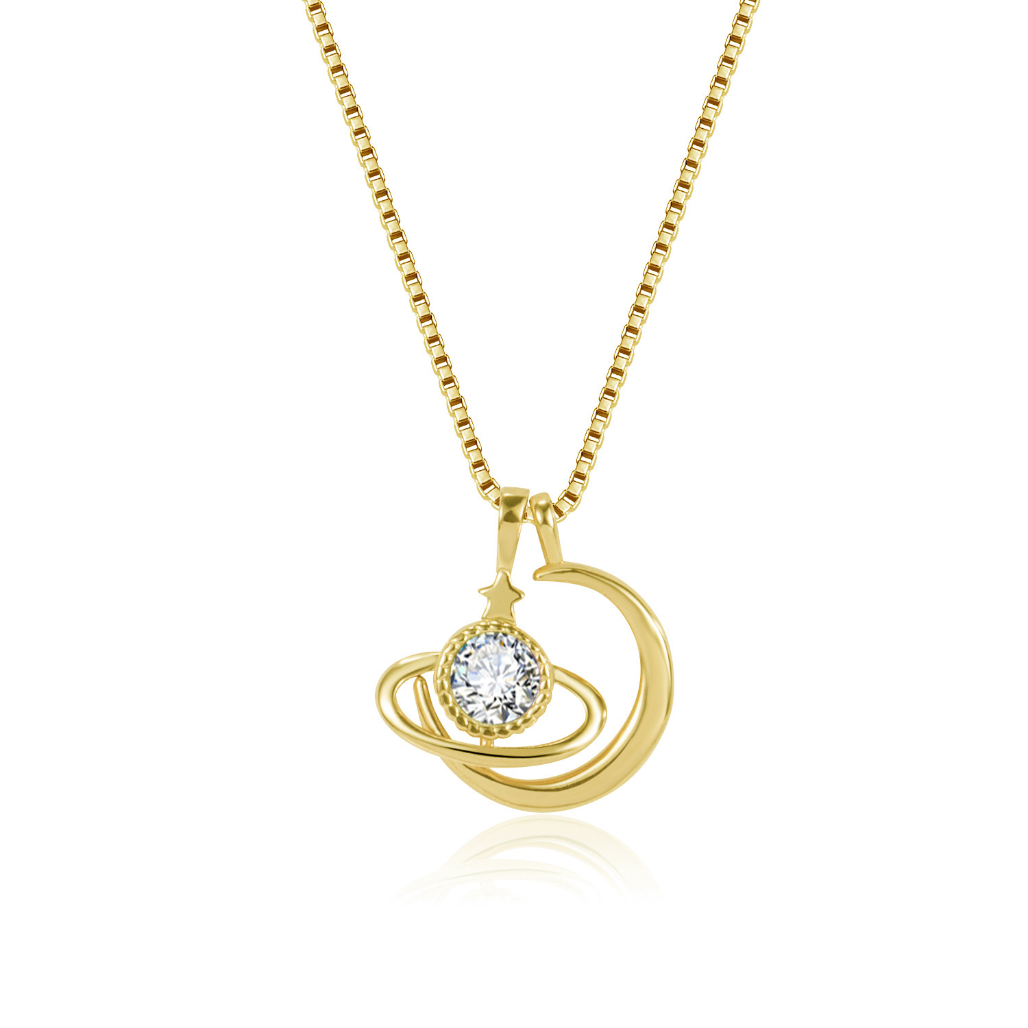 Saturn & Moon Necklace  AL24112014