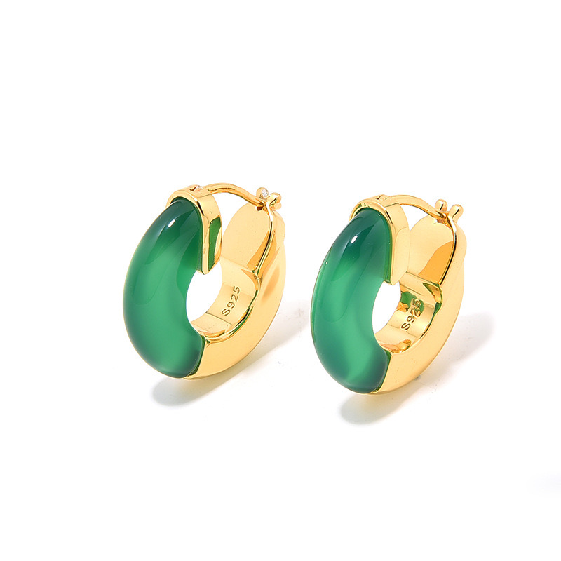 Natural agate earrings (14K gold plated)