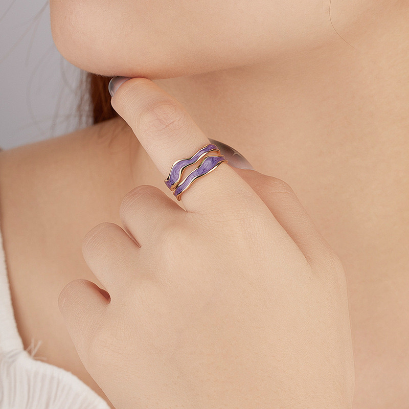 Light luxury enamel water ripple ring AL2411325