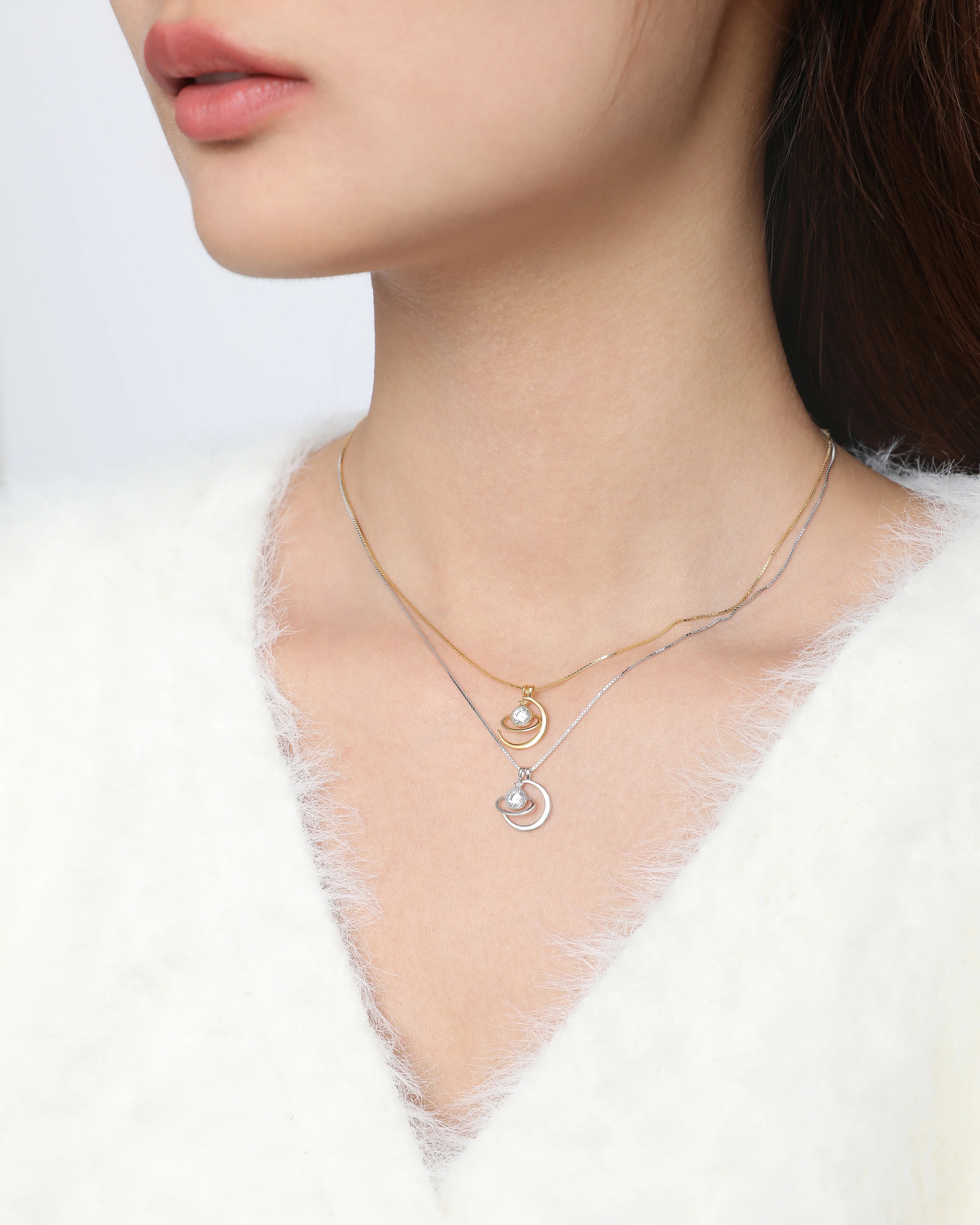 Saturn & Moon Necklace AL24112014