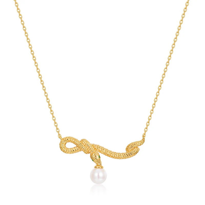 Fashion Snake Pearl Pendant Necklace AL2411304