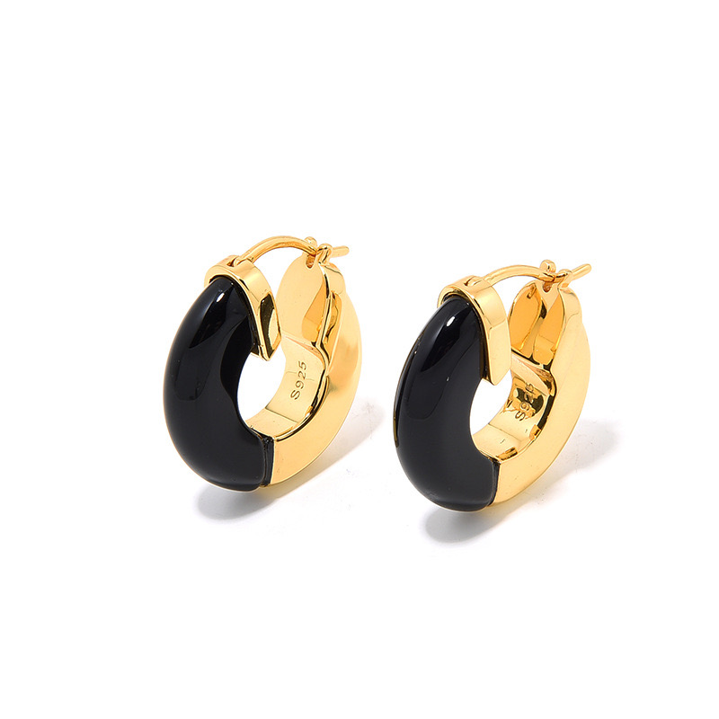 Natural agate earrings (14K gold plated)