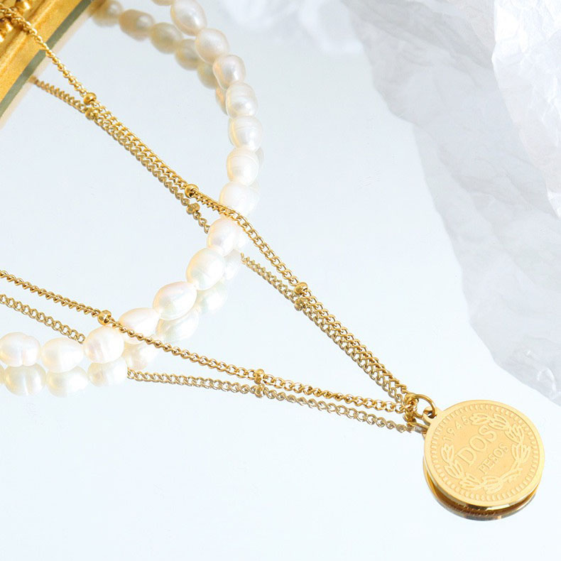 Coin Pendant 2 Stacked Necklace AL2411301