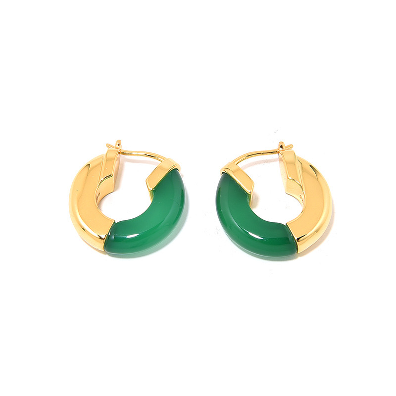 Natural agate earrings (14K gold plated)