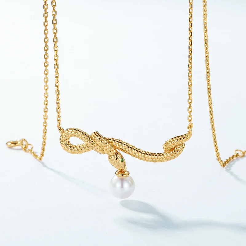 Fashion Snake Pearl Pendant Necklace AL2411304