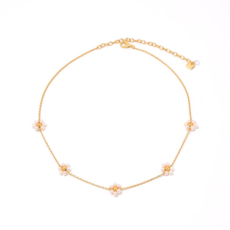 Simple style  flower shaped pearl necklace AL2411322