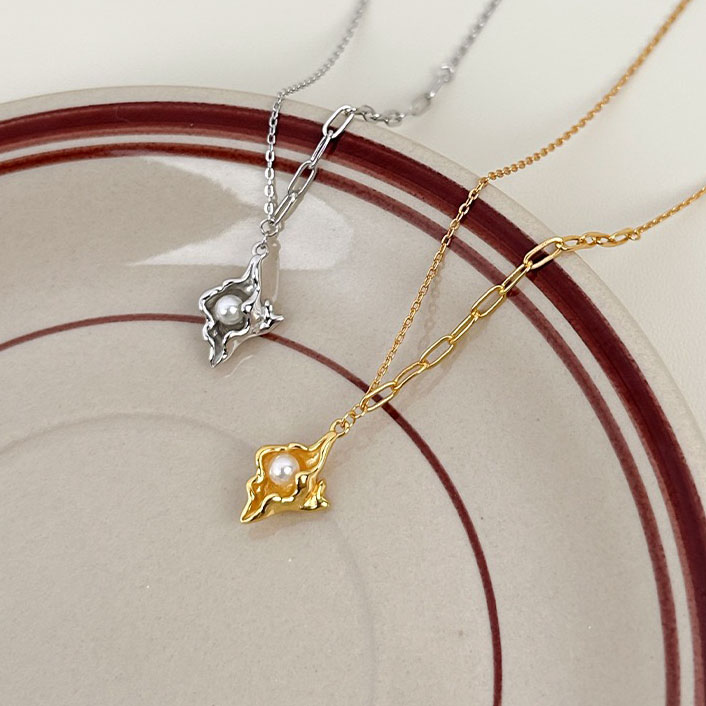 Fashion conch inlaid pearl necklace AL24112226