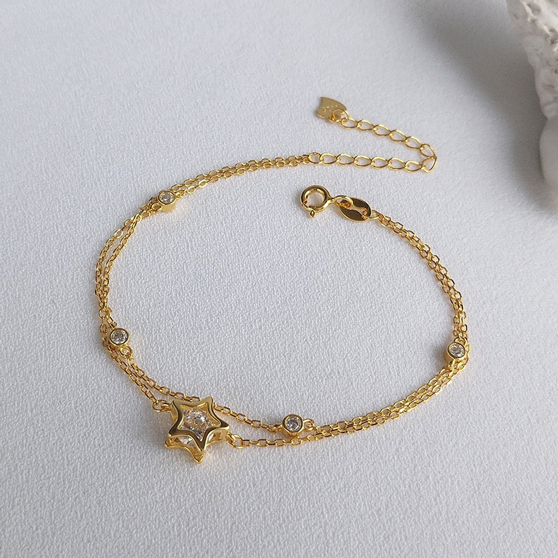 Five-pointed star design double-layer bracelet