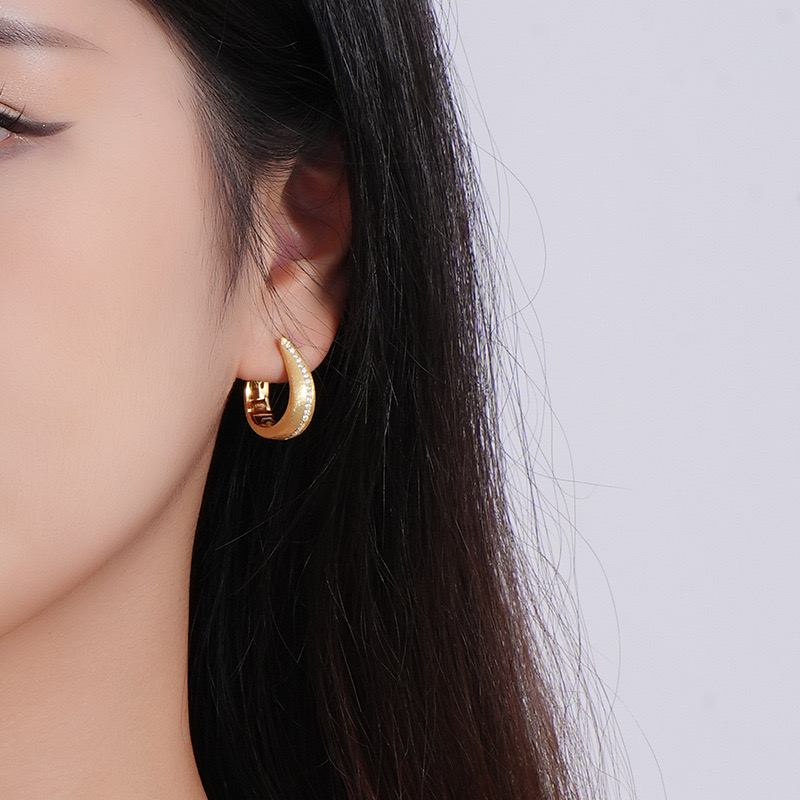 Light luxury U-shaped brushed frosted earrings AL24112146