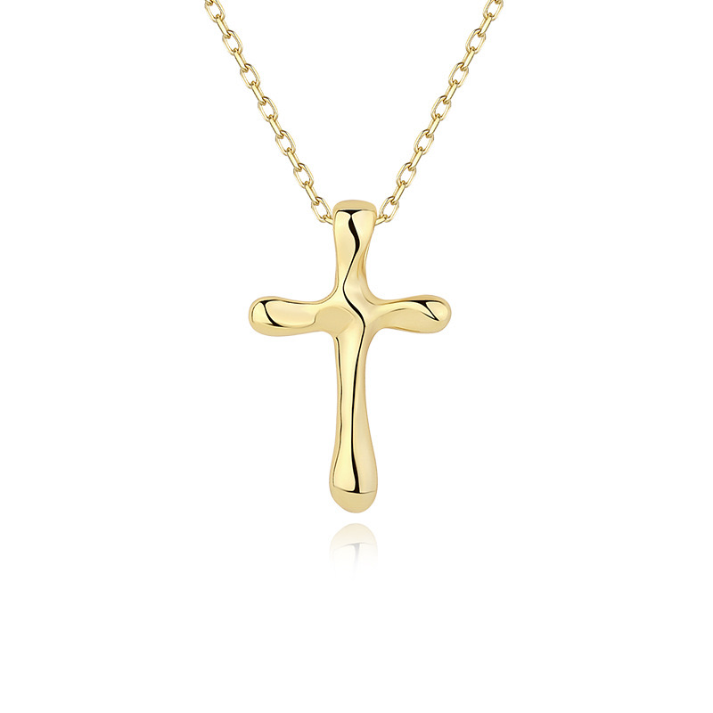 Wave irregular cross necklace