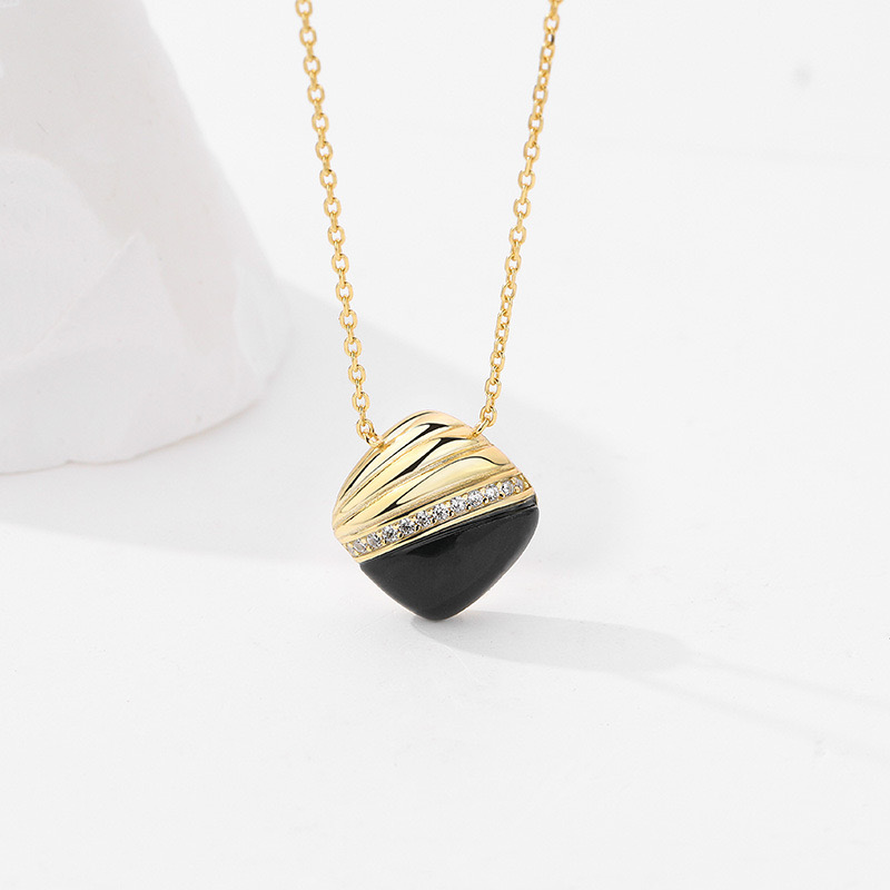 Light luxury black agate cool style necklace AL24112238