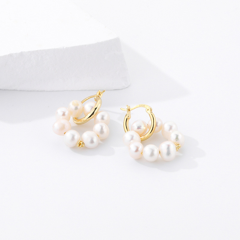 Natural pearl (silver ear needle) earrings