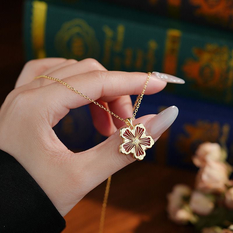 Hand-brushed flower shape pendant