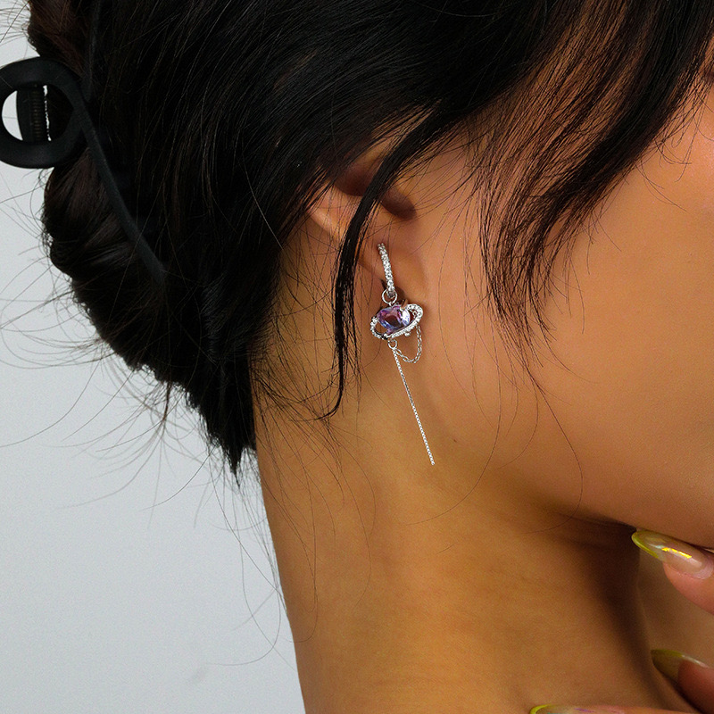 Light luxury asymmetrical heart earrings AL24112239