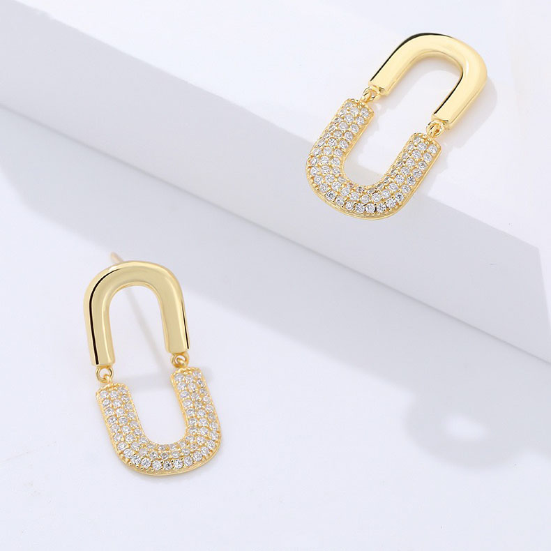 Oval full-studded zircon earrings AL24112214