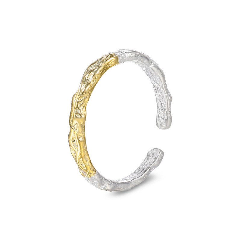 Irregular two-color pleats light luxury ring AL24112150