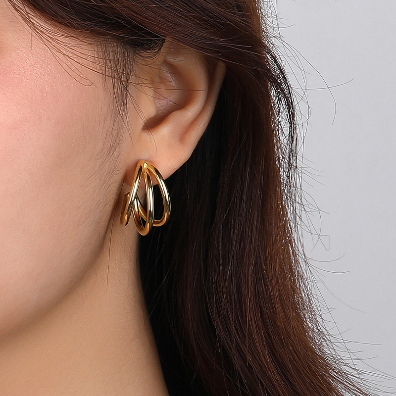 Light luxury three-circle earrings AL24112253