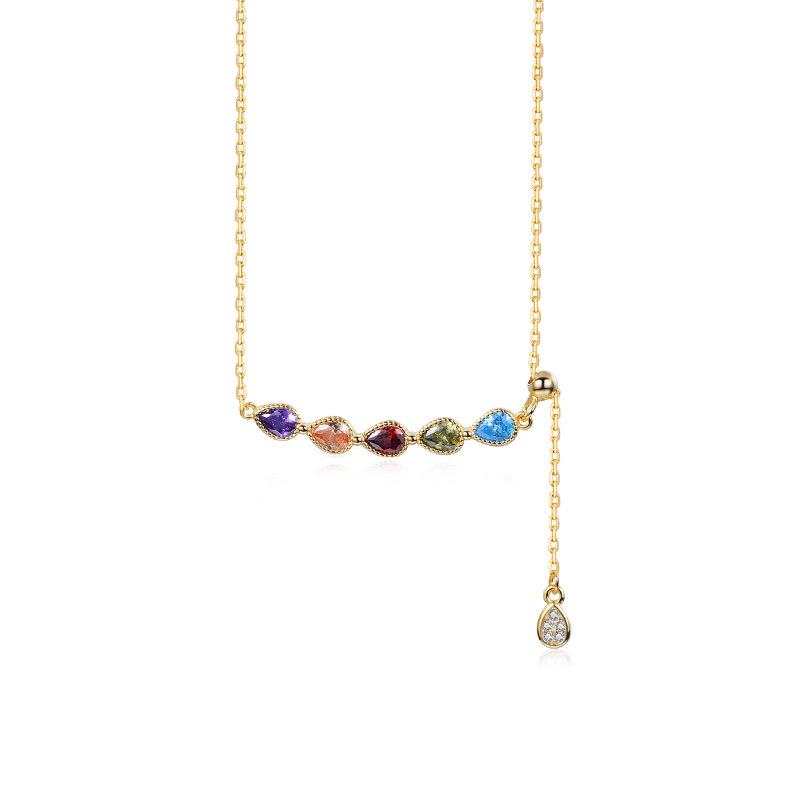 Rainbow droplet shape necklace AL24112159