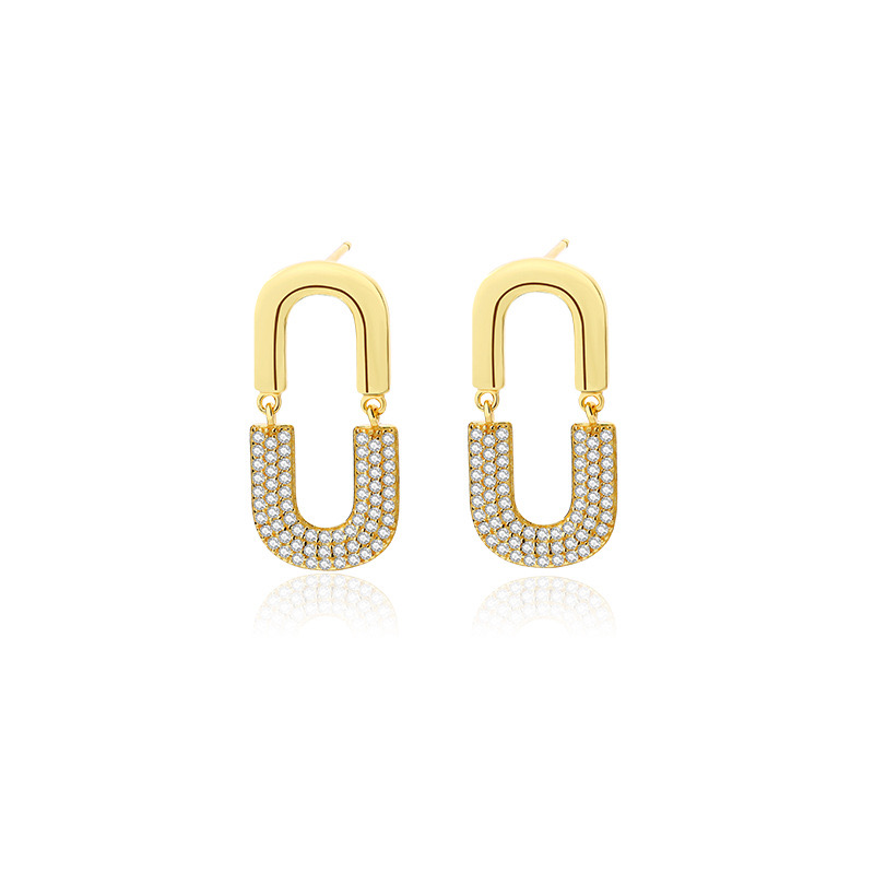 Oval full-studded zircon earrings AL24112214
