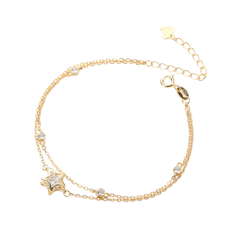 Five-pointed star design double-layer bracelet