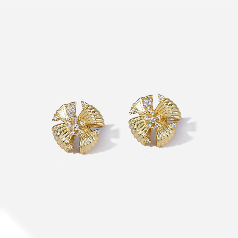 Light luxury five-petal flower shape earrings AL24112254