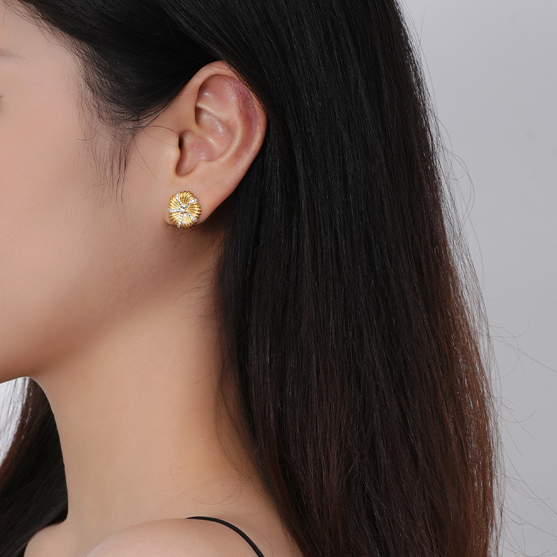 Light luxury sunflower brushed earrings AL24112246