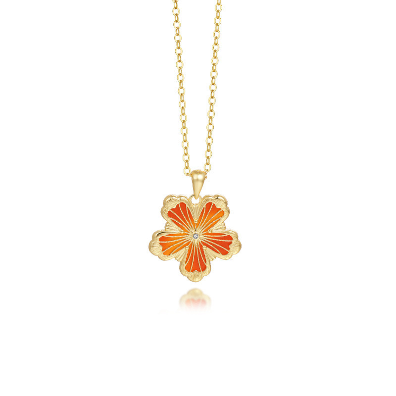 Hand-brushed flower shape pendant