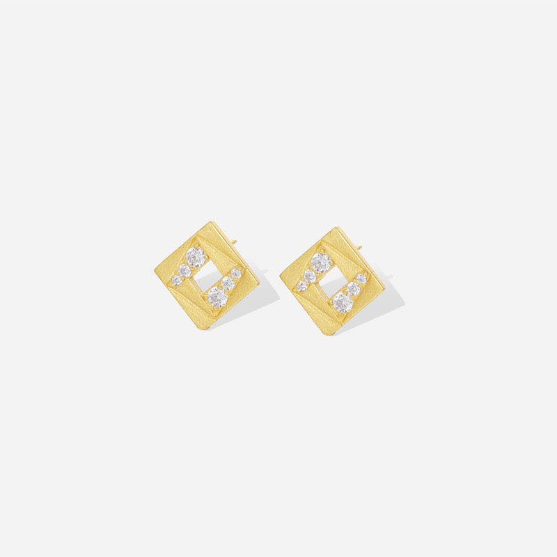 Light luxury geometric hollow brushed earrings