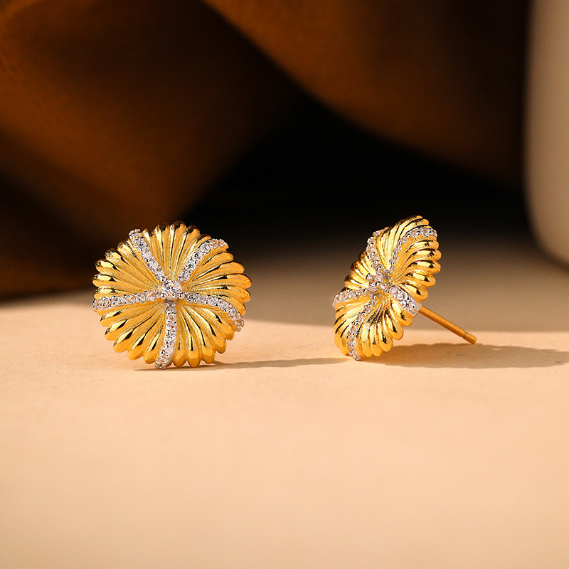 Light luxury sunflower brushed earrings AL24112246