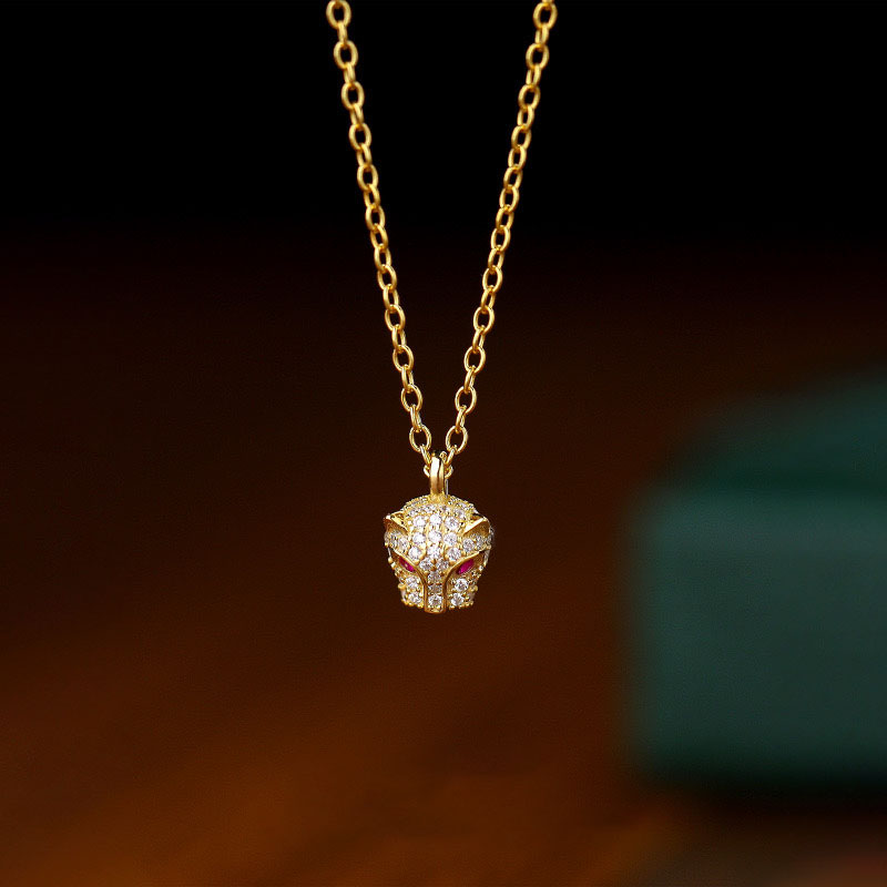Light luxury leopard head shape zircon pendant necklace AL24112153