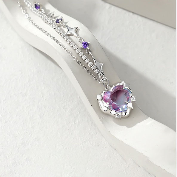 Light luxury gradient heart shape pendant necklace AL24112232