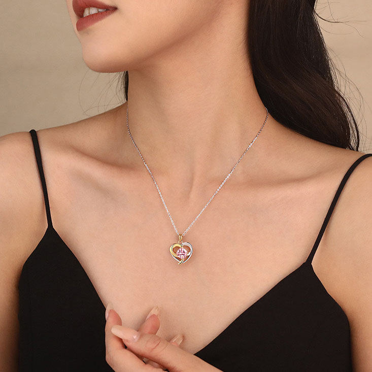Light luxury two-color heart-shaped pendant AL24112243
